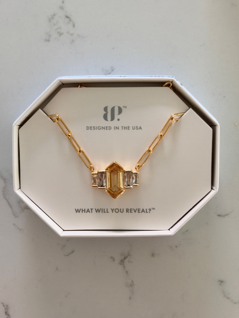 Gold Glass-Cut Pendant Necklace - Elegant Women’s Jewelry